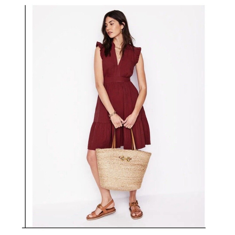 Boden Womens Wren Double Cloth Mini Dress Size 4R Red Casual Vacation Minimalist